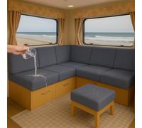 ZGDDPZA Housse de Coussin Extensible pour Caravane imperméable en Jacquard avec 2 Sangles élastiques pour Banc de Camping-Car, Banquette, dinette, Multi-Tailles (Gris Foncé,L150-190cm W 65-95cm)