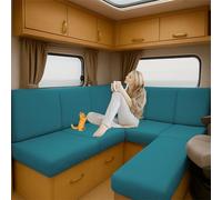 ZGDDPZA Housse De Coussin Extensible pour Caravane Résistante Tissu Jacquard pour Banquette Camping-Car, Protection Antidérapante pour Siège De Camping Ou Intérieur (Emerald Green,L65-100cm W45-65cm)