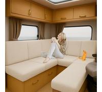 ZGDDPZA Housse De Coussin Extensible pour Caravane Résistante Tissu Jacquard pour Banquette Camping-Car, Protection Antidérapante pour Siège De Camping Ou Intérieur (Beige,L135-165cm W65-100cm)