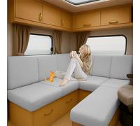 ZGDDPZA Housse De Coussin Extensible pour Caravane Résistante Tissu Jacquard pour Banquette Camping-Car, Protection Antidérapante pour Siège De Camping Ou Intérieur (Light Gray,L95-135cm W65-100cm)