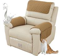 ZGDDPZA Lot de 3 housses d'accoudoirs de fauteuil inclinables matelassées avec poches, imperméables et antidérapantes - Camel, 1 place