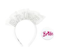 ZGDEIWGF 1 Bandeau De Perles De Mariée, 1 Badge De Mariée, Bandeau en Maille « Bride », Bandeau D’Enterrement De Vie De Jeune Fille, Bandeau De Mariage Nuptial, Accessoires pour Cheveux De Mariée