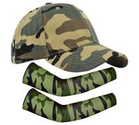 ZGDEIWGF 1 Casquette À Visière Camouflage, 1 Paire De Manches De Protection Solaire, Casquette De Baseball pour Enfants, Chapeau De Soleil Réglable, Chapeau Décontracté D'Été