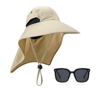 ZGDEIWGF 1 chapeau de randonnée, 1 paire de lunettes de soleil, chapeau de pêche, chapeau de soleil pour adulte, chapeau de jardin, chapeau de soleil, beige, 30-42