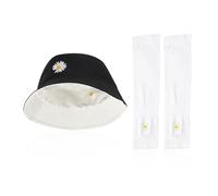 ZGDEIWGF 1 Chapeau Seau Marguerite Double Face, 1 Paire De Manches, Chapeau Seau Femme, Chapeau De Soleil Femme, Chapeau De Soleil Extérieur