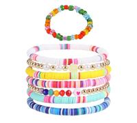 ZGDEIWGF 1 Lot de Bracelets pour Femmes, 1 Bague, Bracelet De Perles, Bracelet Élastique Coloré, Accessoires pour Femmes, Ensemble De Bracelets
