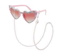 ZGDEIWGF 1 lunettes de soleil d'amour et 1 chaîne de lunettes, lunettes d'anniversaire, lunettes de soleil de fête, articles de fête, accessoires de robe de soirée, chaîne de décoration de lunettes