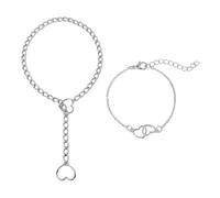 ZGDEIWGF 1 morceau de chaîne coulissante lariat, 1 morceau de bracelet en forme de coeur, collier de style punk, collier coeur, chaîne à anneaux rétro, collier lariat long en Y, accessoires hip-hop