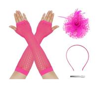 ZGDEIWGF 1 Morceau de Couvre-Chef à Fleurs en Maille, 1 Paire de protège-Mains Longs en Maille, Rose Camouflage, Couvre-Chef Rose pour Mariage, Chapeau Charmant