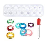 ZGDEIWGF 1 moule en résine, 1 compte-gouttes, forme ronde, forme d'anneau, moule à pendule époxy