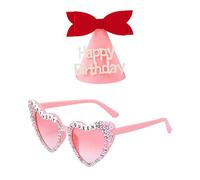 ZGDEIWGF 1 paire de lunettes d'amour et 1 chapeau d'anniversaire, lunettes de soleil roses pour femme, accessoires de vêtements de fête, accessoires de fête, chapeau d'anniversaire créatif, chapeau de