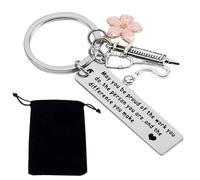 ZGDEIWGF 1 pièce porte-clés, 1 sac en flanelle, cadeau pour infirmière, porte-clés stéthoscope, porte-clés d'anniversaire pour fille, argenté, taille unique