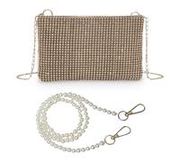ZGDEIWGF 1 sac à bandoulière unique, 1 chaîne de perles, sac brillant pour femme, sac à main doré, pochette pour femme, or, Taille unique