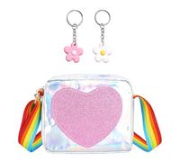 ZGDEIWGF 1 Sac À Main Pour Filles, 2 Porte-Clés, Sac À Bandoulière De Voyage Pour Filles, Sac À Bandoulière Pour Enfants, Sac À Bandoulière À Motif Cœur