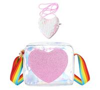 ZGDEIWGF 1 Sac Bandoulière Pour Enfants, 1 Porte-Monnaie, Sac À Main Fille, Sac Bandoulière Fille, Sac Bandoulière Motif Coeur