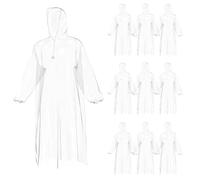 ZGDEIWGF 10 Pièces Poncho Imperméable Transparent Portable en Plastique pour Adulte - Équipement de Camping, d'Extérieur et de Voyage