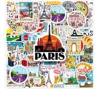 ZGDEIWGF 100 Autocollants Français, Autocollants Commémoratifs De Voyage Romantiques en France, Autocollants De Symboles Français, Autocollants Graffiti Imperméables, Appareils Intelligents