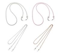 ZGDEIWGF 2 chaînes à lunettes en perles et en métal, Blanc, Rose, Moderne, Uni