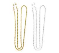 ZGDEIWGF 2 chaînes de lunettes torsadées, chaîne de lunettes de soleil, chaîne de lunettes pour femmes, chaîne de lunettes dorées, lunettes de soleil avec chaîne