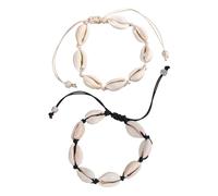 ZGDEIWGF 2 morceaux de bracelets tressés coquillages, bracelets réglables, bracelets coquillages vintage, bijoux de plage, bijoux de cheville plage, bracelets de cheville été bord de mer