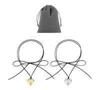 ZGDEIWGF 2 Pièces De Colliers D'Amour, 1 Pièce De Sac De Rangement, Collier En Forme De Coeur Tridimensionnel, Chaîne De Clavicule Réglable, Collier Pendentif D'Amour, Cadeau De Couple