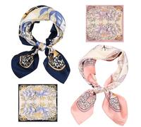 ZGDEIWGF 2 pièces de foulard carré imprimé, foulard carré doux, foulard décoratif, foulard imprimé rétro, petit foulard pour femme, foulard en soie élégant, foulard carré en satin