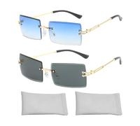 ZGDEIWGF 2 Pièces De Lunettes De Soleil Sans Monture, 2 Pièces De Sacs À Lunettes, Lunettes Carrées Pointues, Lunettes De Soleil À La Mode, Lunettes De Soleil Rétro, Accessoires Photo Tendance