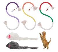 ZGDEIWGF 3 Morceaux De Jouets en Corde À Mâcher pour Chat, 2 Morceaux De Souris en Peluche, Corde De Dentition pour Animaux De Compagnie, Jouets À Mâcher pour Chat, Corde De Nettoyage des Dents