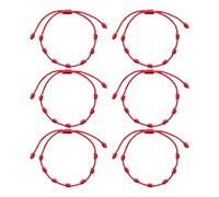 ZGDEIWGF 6 Pièces de Bracelet en Corde Rouge à Sept Nœuds - Tressé, Couple, Réglable, Porte-Bonheur, Personnalisé Simple - Cadeau d'Amitié
