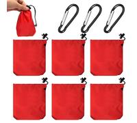 ZGDEIWGF 6 Pièces De Sacs De Rangement Rouges Et 3 Pièces De Mousquetons Noirs, Sacs De Rangement D'Extérieur Et De Voyage, Sacs De Rangement En Nylon Imperméables, Petits Sacs À Cordon