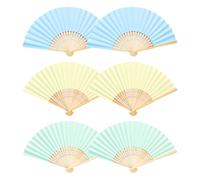 ZGDEIWGF 6 Pièces D'Éventails Pliants De Couleur Unie, Éventails Pliants À Main, Éventails De Danse pour Enfants, Éventails De Peinture DIY, Petits Ventilateurs De Refroidissement D'Été