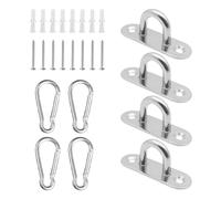 ZGDEIWGF Boucle De Porte En 4 Pièces Avec Vis En 8 Pièces, Mousqueton En 4 Pièces, Boucle De Suspension, Plaque À Œil En Acier Inoxydable, Crochet De Plafond, Anneau De Traction Robuste