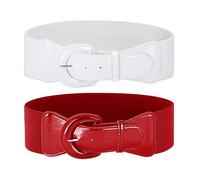 ZGDEIWGF Ceinture Habillée Femme - Pack de 2 Élastiques Blanc et Rose