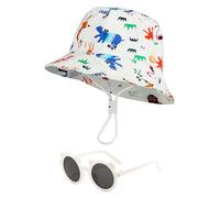ZGDEIWGF Chapeau Seau Réglable avec Lunettes De Soleil, Motif De Dessin Animé - Accessoire De Soleil D'Été et Plage pour Filles