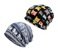 ZGDEIWGF Lot de 2 bonnets pour femmes, bonnets bandana pour femmes, foulards pour femmes, bonnets à motif de chat, bonnets en coton, multicolore, taille unique