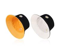 ZGDEIWGF Lot de 2 chapeaux de pêcheur double face pour femme - Chapeaux de soleil brodés avec marguerites - Chapeaux de soleil pliables - Chapeaux de plage tendance, Noir et jaune., S/M