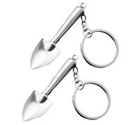 ZGDEIWGF Lot de 2 Mini Porte-clés en Forme de Pelle 3D - Métal Argenté, Créatif et Mignon - Taille Unique