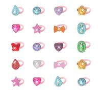 ZGDEIWGF Lot de 20 bagues multicolores, bagues de princesse pour petites filles, bijoux pour enfants, accessoires de vêtements mignons, jouets et accessoires, taille unique, Résine