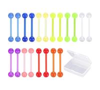 ZGDEIWGF Lot de 20 clous de langue de couleur bonbon, 1 boîte de rangement, langue en plastique perforé, en silicone perforé, langue en plastique perforé, UV