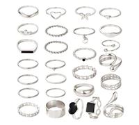 ZGDEIWGF Lot de 27 bagues de phalange style bohème, bagues vintage, bagues empilables pour femme, taille unique