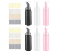 ZGDEIWGF Lot De 3 Bouteilles en Mousse, 160 Étiquettes Autocollantes Rectangulaires, Distributeur À Pompe À Mousse, Bouteille en Mousse Nettoyante pour Le Visage, Bouteille en Mousse Rechargeable