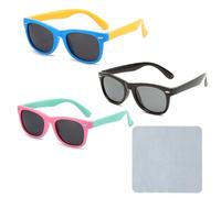 ZGDEIWGF Lot de 3 paires de lunettes de soleil polarisées pour enfants, 1 chiffon de nettoyage pour lunettes, lunettes de soleil pour filles, lunettes de soleil d'été pour l'extérieur, lunettes de