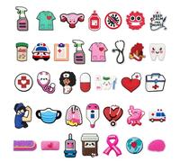 ZGDEIWGF Lot de 36 Accessoires pour Chaussures Médicales, Clips, Épingles, Broches d'Insigne, Pendentifs - Taille Unique, Polychlorure