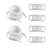 ZGDEIWGF Lot de 4 étiquettes pour chaussures, 2 paires de lacets, lacets de fermeture, lacets argentés, étiquettes de chaussures, argenté, Taille unique