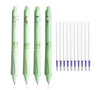 ZGDEIWGF Lot de 4 stylos effaçables bleus et 10 recharges, pointe de 0,5 mm, lot de stylos à bille animaux, fournitures scolaires, papier à lettre mignon