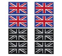 ZGDEIWGF Lot de 8 écussons brodés drapeau national britannique, écussons à coudre ou à coudre pour jeans, sacs à dos, Noir/blanc, taille unique