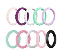ZGDEIWGF Pack De 10 Bagues en Silicone, Bagues Colorées, Bagues De Sport, Bagues De Mode, Bagues De Style Simple, Bagues pour Femmes, Accessoires Vestimentaires