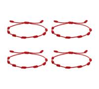 ZGDEIWGF Pack De 4 Bracelets À Sept Nœuds, Bracelets Rouges Tressés, Bracelets D’Amitié, Bracelets Porte-Bonheur, Bracelets De Couple Réglables, Bracelets Personnalisés Simples