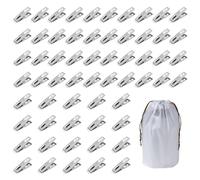 ZGDEIWGF Pinces À Linge 60 Pièces, 1 Sac De Rangement, Pinces À Linge À Ressort en Acier Inoxydable, Pinces À Linge Coupe-Vent Et Antidérapantes, Pinces À Couette en Métal, Pinces À Linge Solides