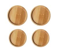 ZGDEIWGF - Plateau rond en bois, couleur bois, 8 cm et 10 cm, Lot de 4 pièces, plateau à tasse à thé, dessous de verre, bougeoir parfumé, soucoupe, bougeoir de baptême